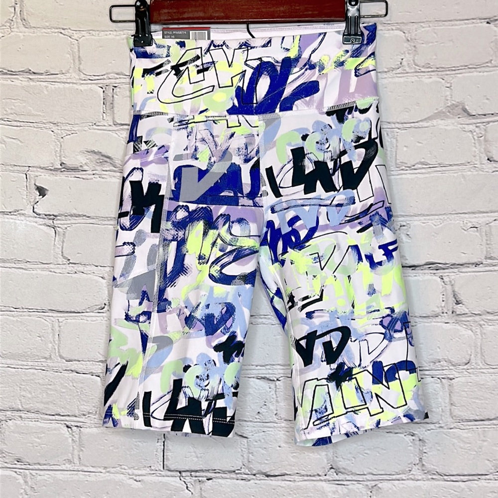 Calvin Klein Black Blue White Graffiti Bicycle Athletic Shorts Size XS Brand New